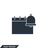 Ilustración de vector de logotipo de icono de organizador. plantilla de símbolo de notificación de calendario y campana para la colección de diseño gráfico y web