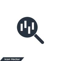 analysis icon logo vector illustration. magnifying glass with bar chart symbol template for graphic and web design collection