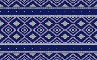 Knitted ethnic pattern, Vector cross stitch square background, Embroidery traditional african style, White and purple pattern yarn abstract, Design for textile, fabric, carpet, graphic illustration