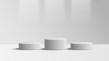 podio blanco muestra un fondo mínimo escena de exhibición de productos de luz abstracta para presentación cosmética, de marca y de empaque. escenario de estudio con sombra de fondo de hoja. diseño vectorial vector