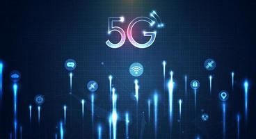 tecnología de la comunicación para negocios en Internet. fibra óptica, línea de velocidad y fondo futurista para transmisión de datos inalámbrica de tecnología 5g o 6g, Internet de alta velocidad en abstracto. diseño vectorial vector