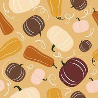 Multicolored cute pumpkins vector flat seamless pattern