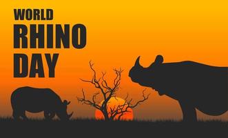 ilustración vectorial del día mundial del rinoceronte. adecuado para carteles, pancartas, campañas y tarjetas de felicitación vector