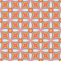 70's Retro Seamless Pattern with geometric flowers. 60s and 70s Aesthetic Style. Vector colorful vector illustration.