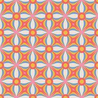 70's Retro Seamless Pattern with geometric flowers. 60s and 70s Aesthetic Style. Vector colorful vector illustration.