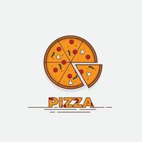 Sliced Pizza template in cartoon design with one part missing vector illustration