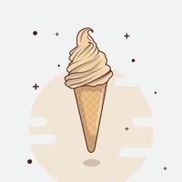 plantilla de helado en diseño de dibujos animados con ilustración de vector de cono