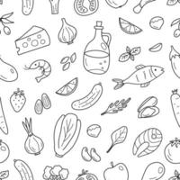 Seamless pattern with natural products on a white background. vector