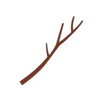 Tree brown branch witout foliage. Vector editable element. Stylized bare branches.