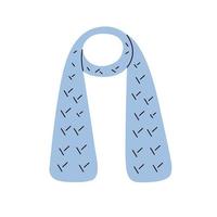 Blue fashionable knitted scarf. Vector element in a modern flat style with a contour. Perfect for a label or logo