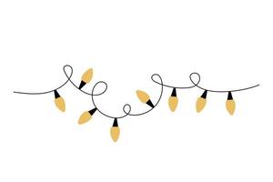 Garland with lamps with modern hand-drawn style. Vector element isolated on a white background. Perfect for the design of a postcard, banner or post on social networks