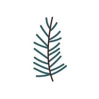 A branch of coniferous tree in a cute hand drawn style. Vector element isolated on a white background. Perfect for logo, icon, children's book. Nature theme.
