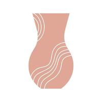 Minimalistic abstract vase with a streaks pattern. Editable boho simple pink color element. Aesthetic shape vector