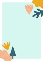 tarjeta de felicitación vertical con lugar para texto. ilustración vectorial con elementos abstractos, árbol y corazón. afiche acogedor o pancarta en un lindo estilo dibujado a mano. perfecto para el diseño de temporada vector