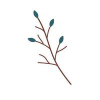 Tree brown branch fallen leaves. Vector editable element. Stylized almost bare branches.