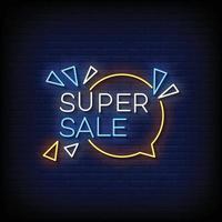 Neon Sign super sale with Brick Wall Background vector