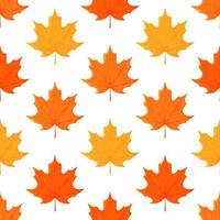Vector illustration of maple leaf pattern. Endless pattern of colorful leaves.