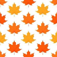 Vector illustration of maple leaf pattern. Endless pattern of colorful leaves.