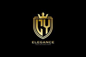 initial LY elegant luxury monogram logo or badge template with scrolls and royal crown - perfect for luxurious branding projects vector