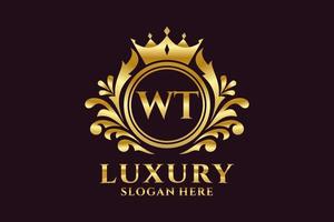 Initial WT Letter Royal Luxury Logo template in vector art for luxurious branding projects and other vector illustration.