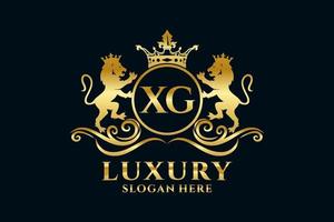 Initial XG Letter Lion Royal Luxury Logo template in vector art for luxurious branding projects and other vector illustration.