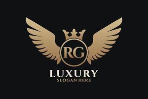 Luxury royal wing Letter RG crest Gold color Logo vector, Victory logo, crest logo, wing logo, vector logo template.