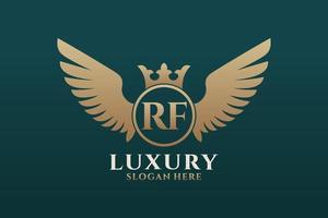 Luxury royal wing Letter RF crest Gold color Logo vector, Victory logo, crest logo, wing logo, vector logo template.