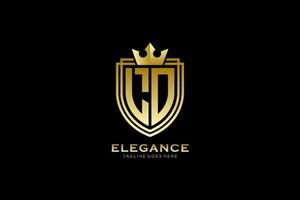 initial LO elegant luxury monogram logo or badge template with scrolls and royal crown - perfect for luxurious branding projects vector