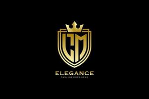 initial LM elegant luxury monogram logo or badge template with scrolls and royal crown - perfect for luxurious branding projects vector