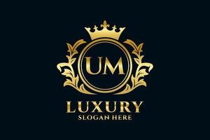 Initial UM Letter Royal Luxury Logo template in vector art for luxurious branding projects and other vector illustration.