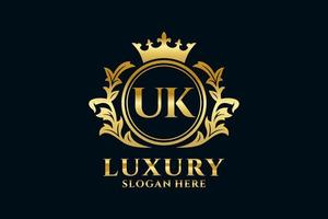 Initial UK Letter Royal Luxury Logo template in vector art for luxurious branding projects and other vector illustration.