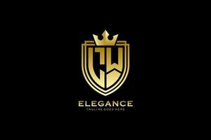 initial LW elegant luxury monogram logo or badge template with scrolls and royal crown - perfect for luxurious branding projects vector