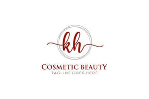 initial KH Feminine logo beauty monogram and elegant logo design, handwriting logo of initial signature, wedding, fashion, floral and botanical with creative template. vector