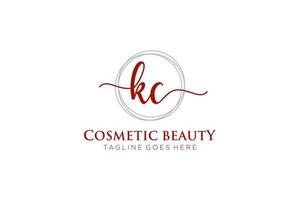 initial KC Feminine logo beauty monogram and elegant logo design, handwriting logo of initial signature, wedding, fashion, floral and botanical with creative template. vector