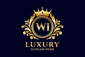 Initial WI Letter Royal Luxury Logo template in vector art for luxurious branding projects and other vector illustration.