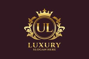 Initial UL Letter Royal Luxury Logo template in vector art for luxurious branding projects and other vector illustration.