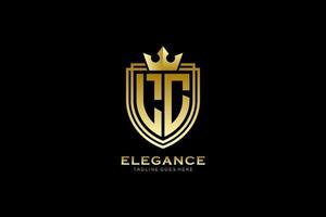 initial LC elegant luxury monogram logo or badge template with scrolls and royal crown - perfect for luxurious branding projects vector
