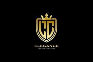 initial LC elegant luxury monogram logo or badge template with scrolls and royal crown - perfect for luxurious branding projects vector