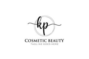 initial KP Feminine logo beauty monogram and elegant logo design, handwriting logo of initial signature, wedding, fashion, floral and botanical with creative template. vector