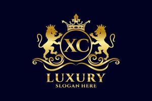 Initial XC Letter Lion Royal Luxury Logo template in vector art for luxurious branding projects and other vector illustration.