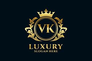 Initial VK Letter Royal Luxury Logo template in vector art for luxurious branding projects and other vector illustration.