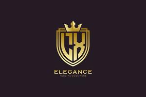 initial LX elegant luxury monogram logo or badge template with scrolls and royal crown - perfect for luxurious branding projects vector