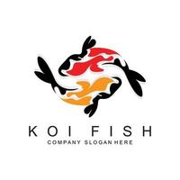 Koi Fish Logo Design, Ornamental Fish Vector, Aquarium Ornament Illustration Brand product vector