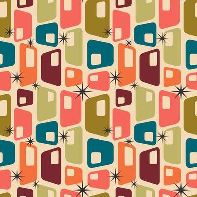 Aesthetic mid century printable seamless pattern with retro design.  Decorative 50s, 60s, 70s style Vintage modern background in minimalist mid  century style for fabric, wallpaper or wrapping 11874610 Vector Art at  Vecteezy