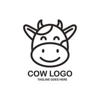 Cute cow face logo design vector