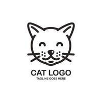 Cute cat face logo design vector