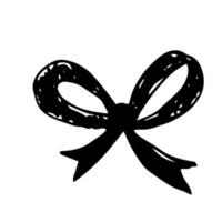 Vector black and white illustration of a tied bow. A gift, a surprise. A hand-drawn doodle.