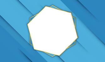 Blue shadow lines with gold hexagonal frame. vector
