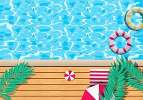 fondo degradado de verano con paisaje de piscina. vector