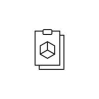 Document, office, contract and agreement concept. Monochrome vector sign drawn in flat style. Vector line icon of cube on clipboard